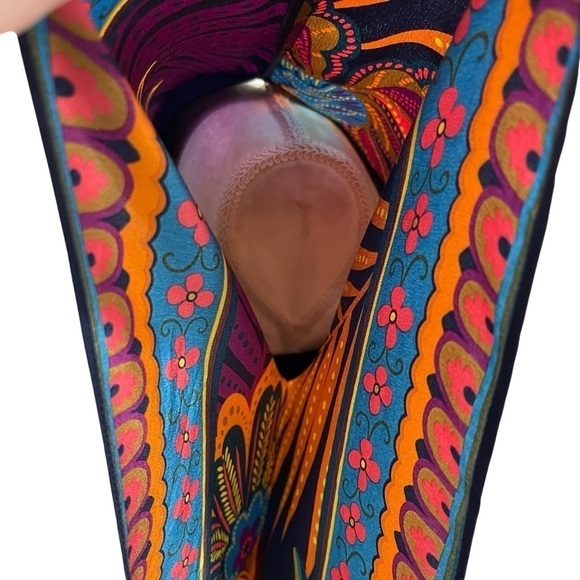 Trina Turk Global Silk Caftan Dress Womens Extra Small Navy Floral Tropical $398 - Picture 8 of 15